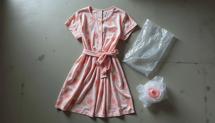 Shein Dress — $23 and You Can See Through It Shein floral summer dress with uneven sleeves and see-through thin fabric crumpled on concrete floor